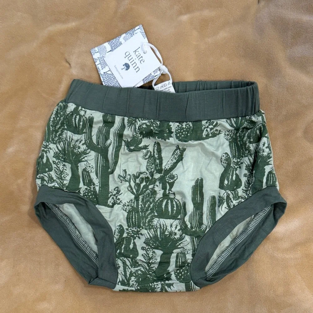 kate quinn Olive Green Cactus Print Bloomer/Diaper Cover